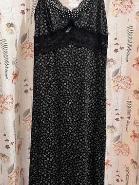 Rinascimento Black Midi Dress with White Floral Print